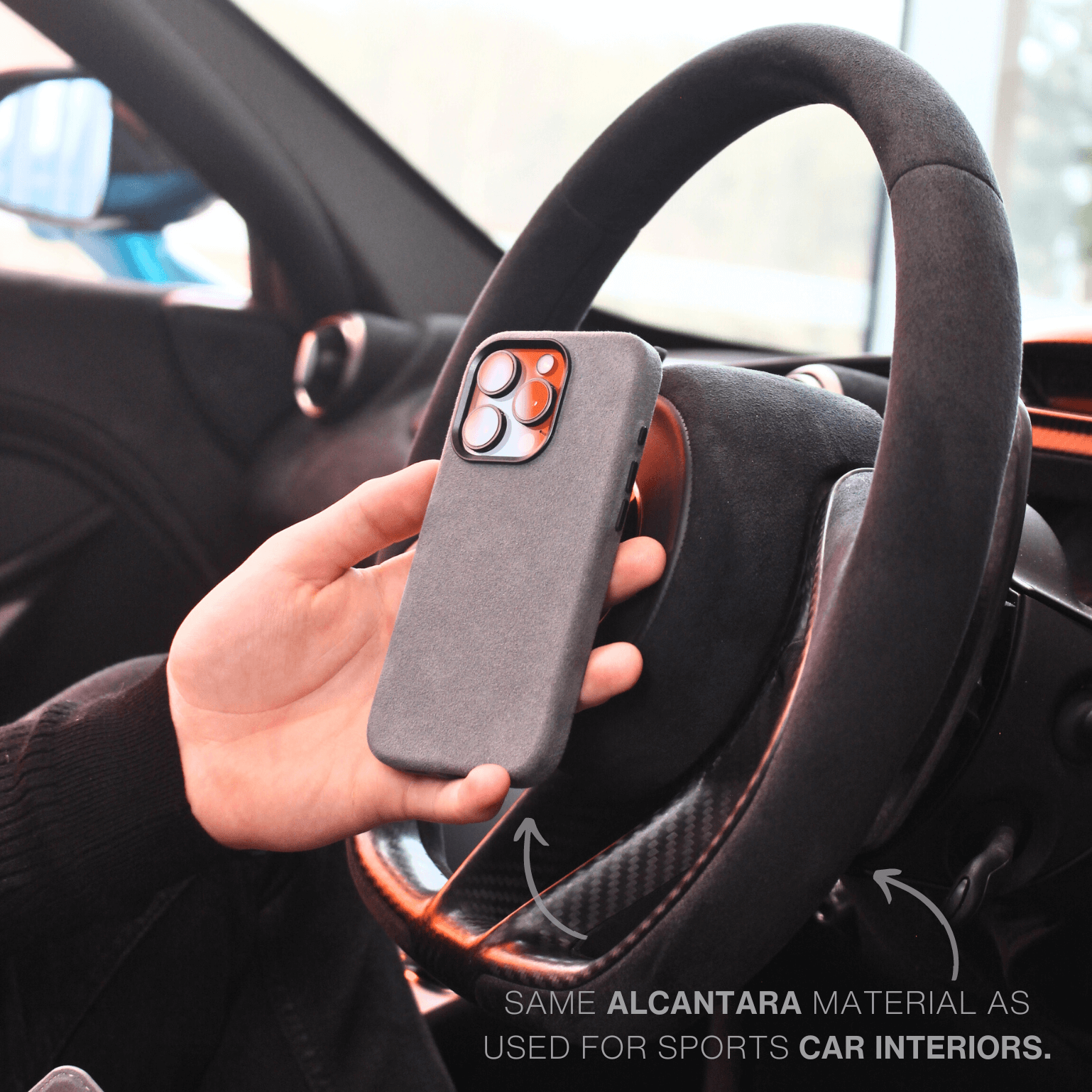 Alcantara iPhone Case + MagSafe Wallet - Moon Gray Edition