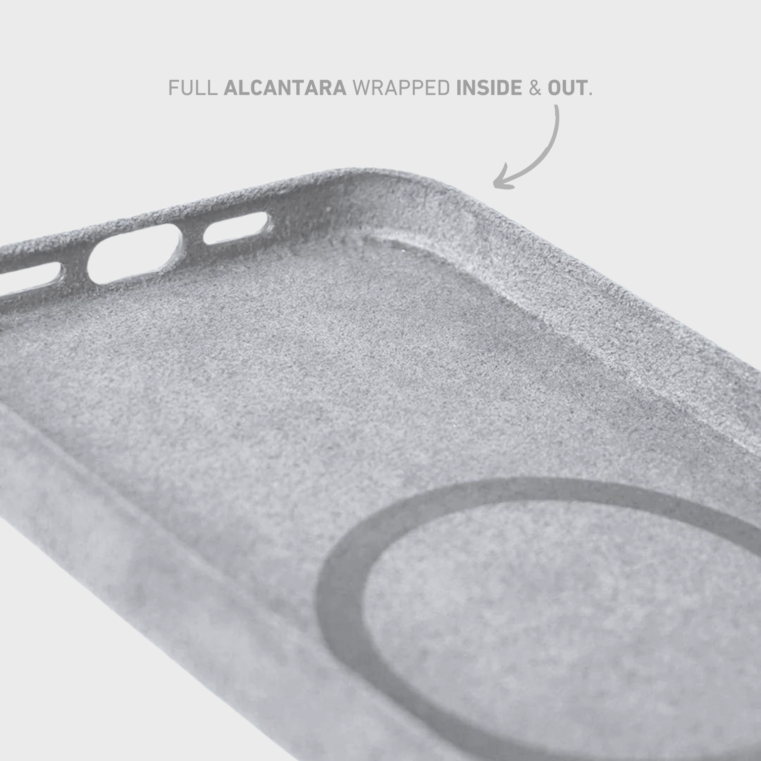 Alcantara iPhone Case + MagSafe Wallet - Moon Gray Edition