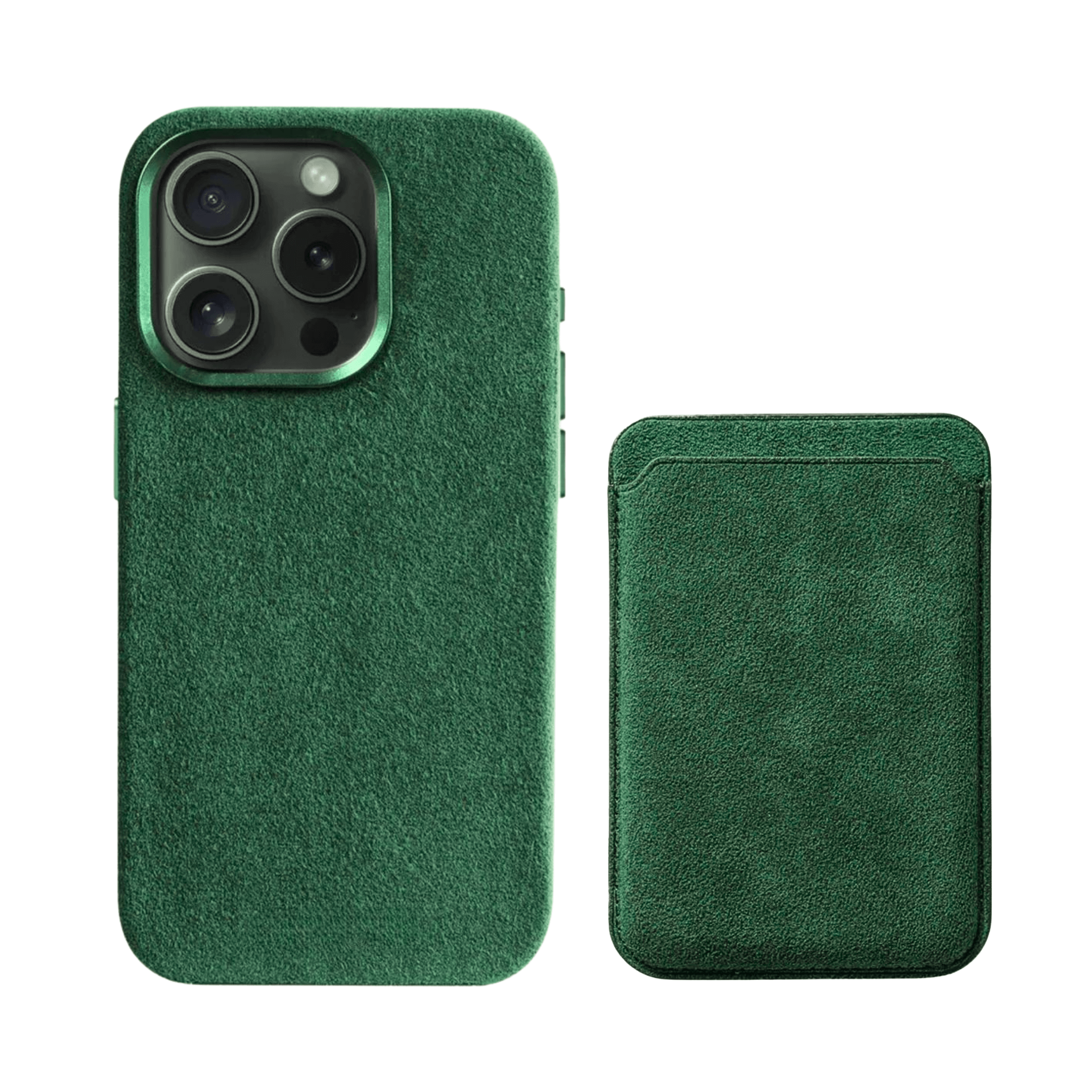 Alcantara iPhone Case + MagSafe Wallet - Forest Green Edition